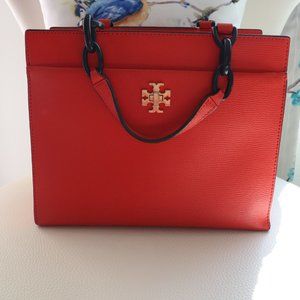 Tory Burch Kira Red Leather Small Tote Crossbody Shoulder Bag